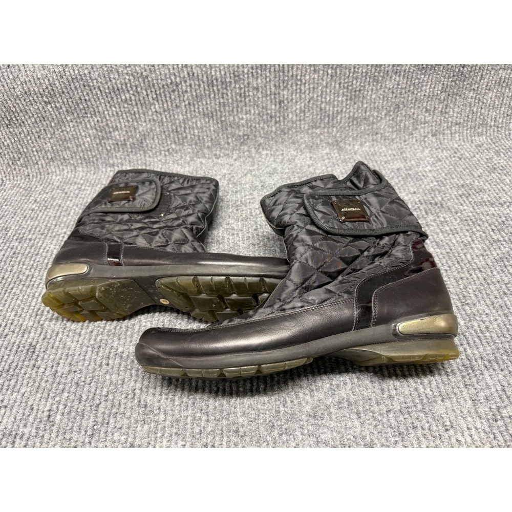 Aquatalia‎ Marvin K Black Quilted Leather Faux Fur Lined Winter Boots Womens 11